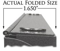 Text "Actual Folded Size" with two arrows pointing to a folded lectern.